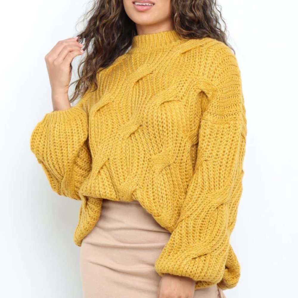 #25 BRAND NEW WITH TAGS PETAL & PUP VITERBO KNIT SWEATER IN MUSTARD